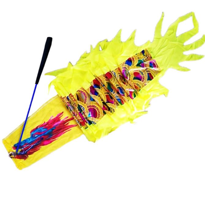 9.8 FT Holographic Dragon Dance Ribbon Streamer Kit, Rainbow Winged Vibrant Dragon Dance Ribbon Poi with Fiberglass Wand for Outdoor Fitness Party Stage Performance Prop Set - Image 5