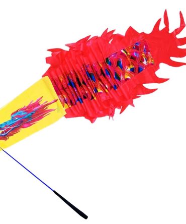 9.8 FT Holographic Dragon Dance Ribbon Streamer Kit, Rainbow Winged Vibrant Dragon Dance Ribbon Poi with Fiberglass Wand for Outdoor Fitness Party Stage Performance Prop Set