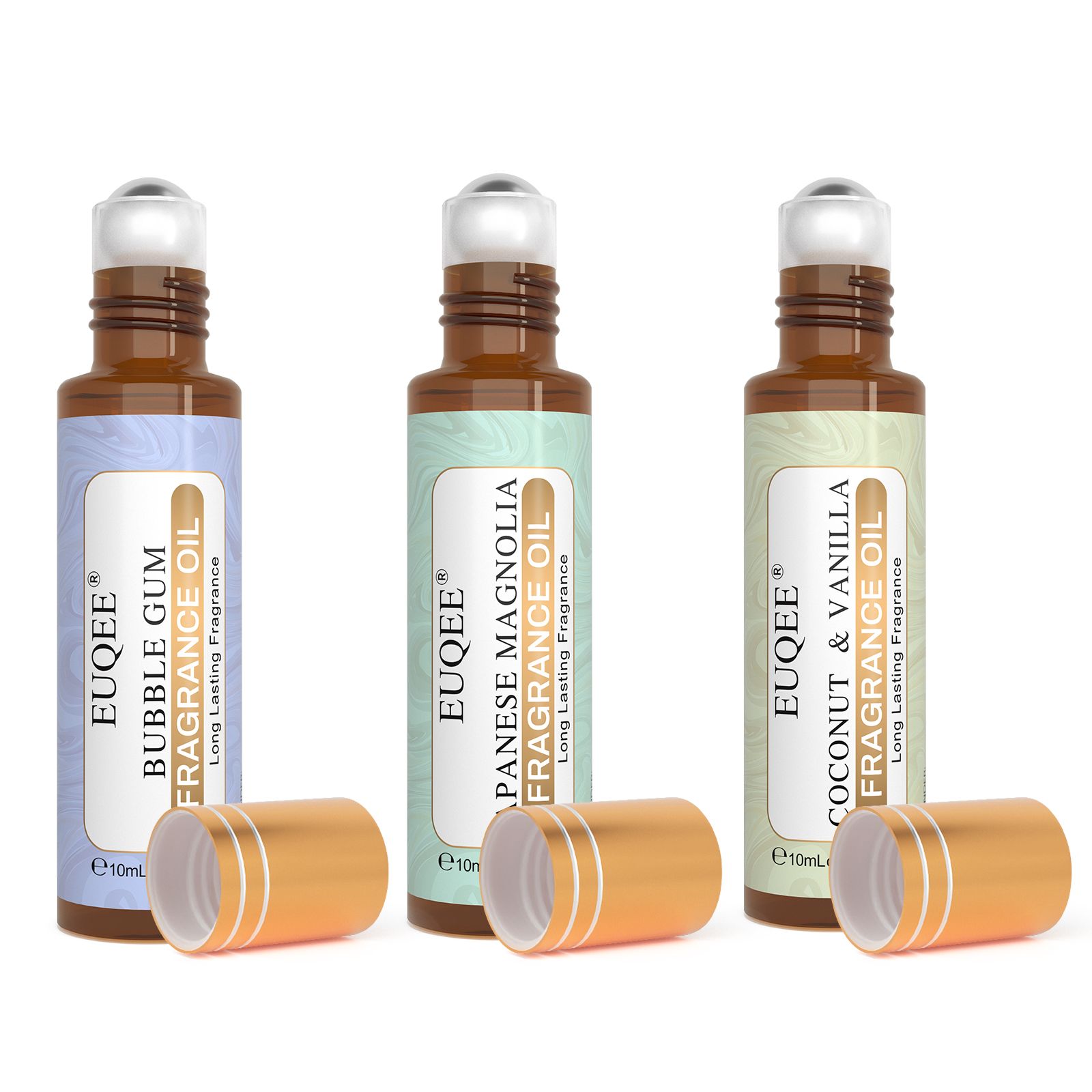 EUQEE 10ml Roll-On Fragrance Oil for Skin Sea Breeze White Musk Coconut & Vanilla Bubble Gum Green Tea Long Lasting Scent - Image 29