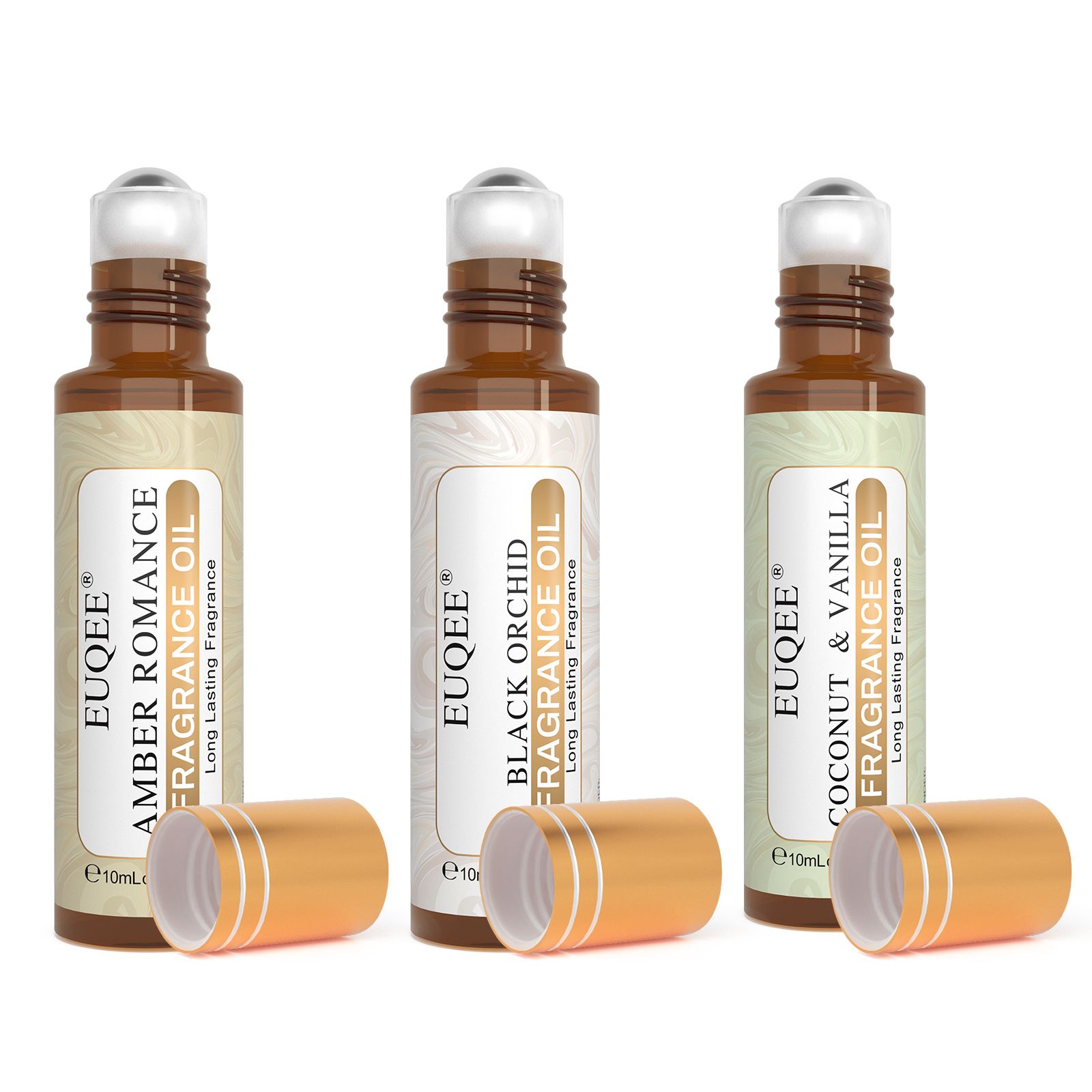 EUQEE 10ml Roll-On Fragrance Oil for Skin Sea Breeze White Musk Coconut & Vanilla Bubble Gum Green Tea Long Lasting Scent - Image 6