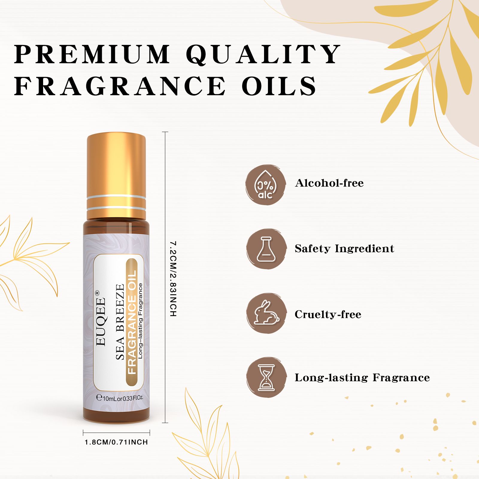 EUQEE 10ml Roll-On Fragrance Oil for Skin Sea Breeze White Musk Coconut & Vanilla Bubble Gum Green Tea Long Lasting Scent - Image 33