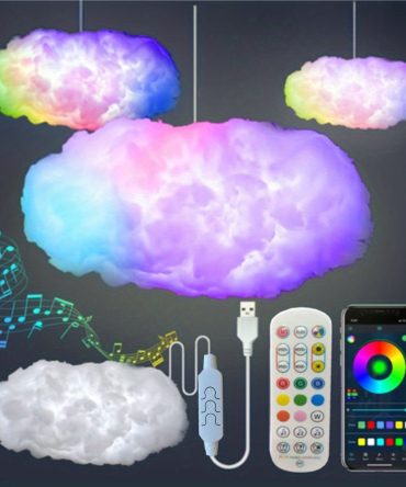 3D Big Cloud Light Kit, Music Sync RGB Multicolor Changing Strip Lights DIY Decorations Cloud Light Lamp For Gaming Room Home Bedroom Party Decor -1Pack