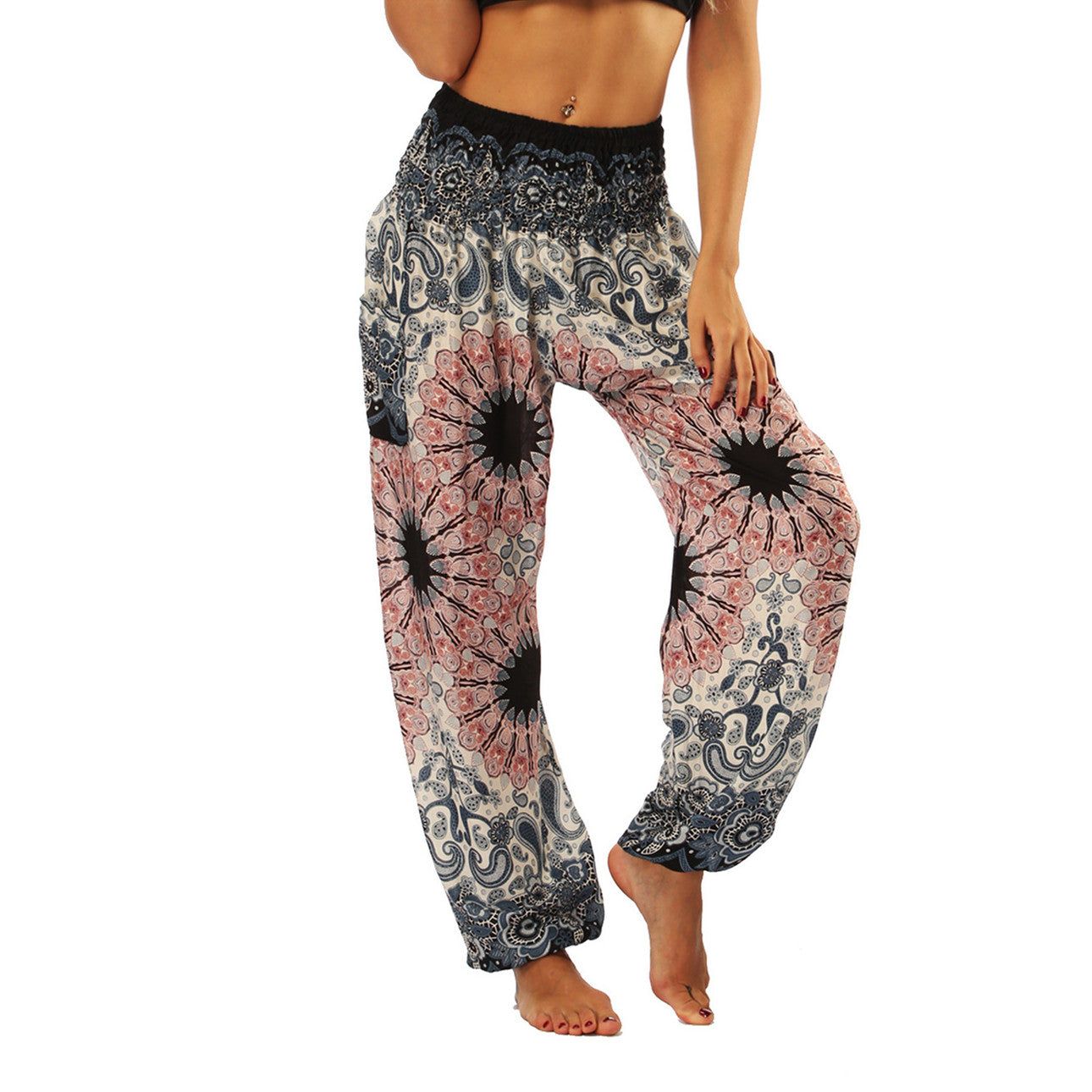 Women's Harem Pants, High Waist Yoga Boho Trousers with Pockets - Image 8