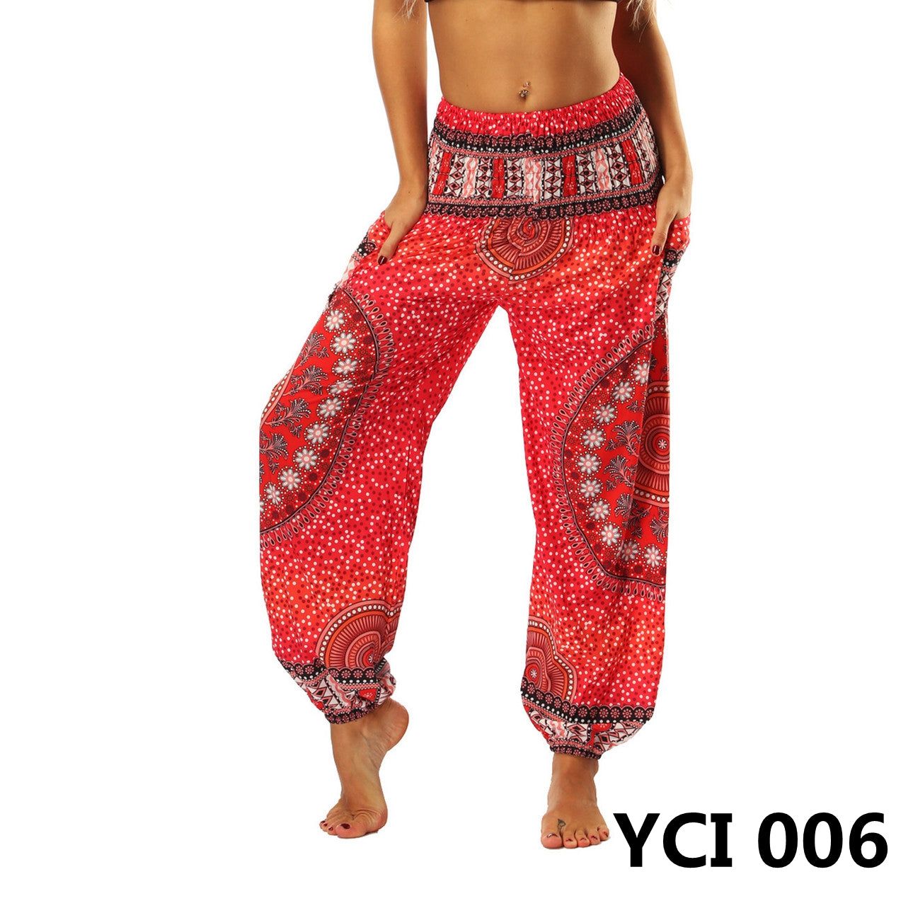 Women's Harem Pants, High Waist Yoga Boho Trousers with Pockets - Image 2