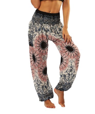 Women's Harem Pants, High Waist Yoga Boho Trousers with Pockets
