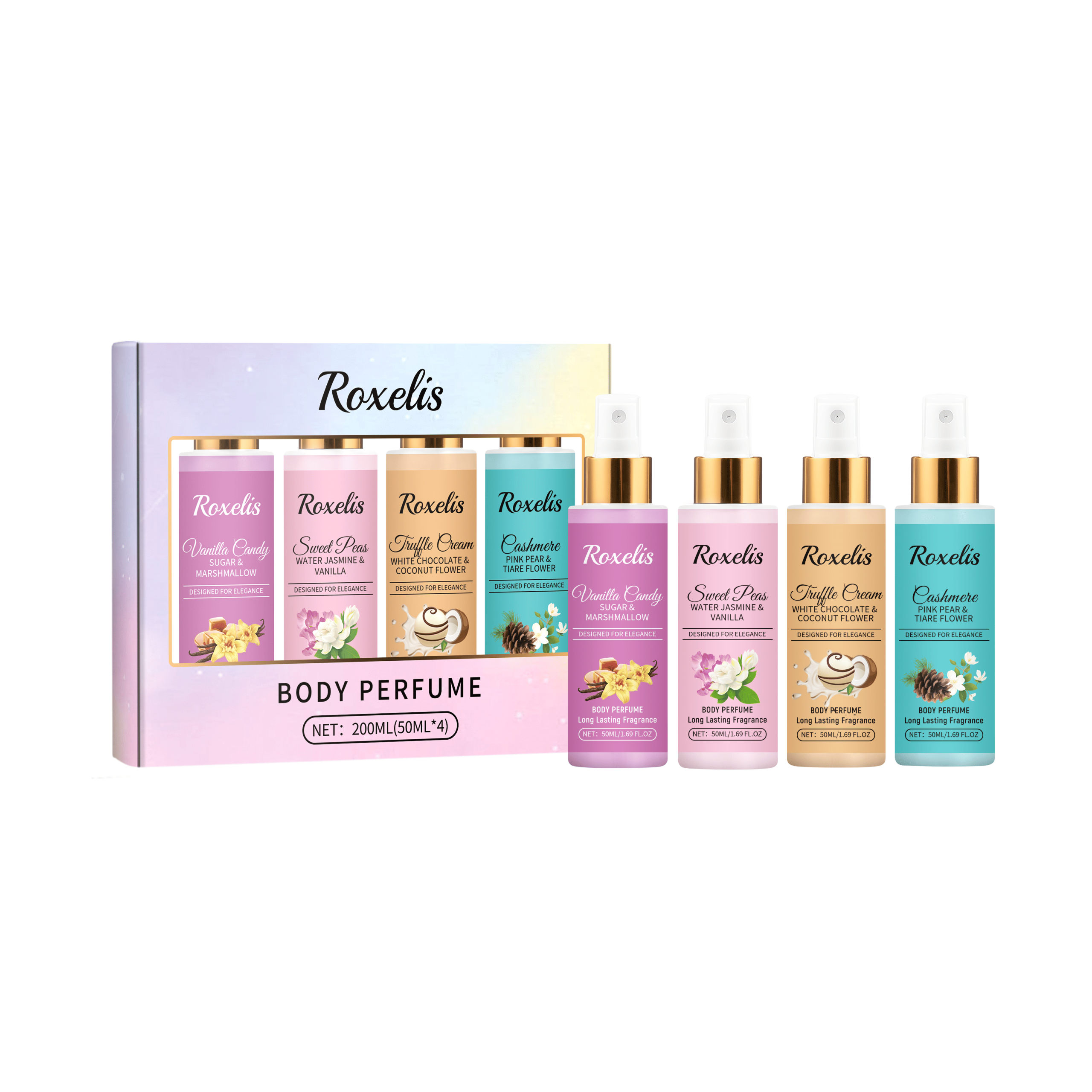 Roxelis Body Fragrance Spray Set - Long-Lasting Fresh Fragrance and Elegant Body Spray Set with Fruity Notes