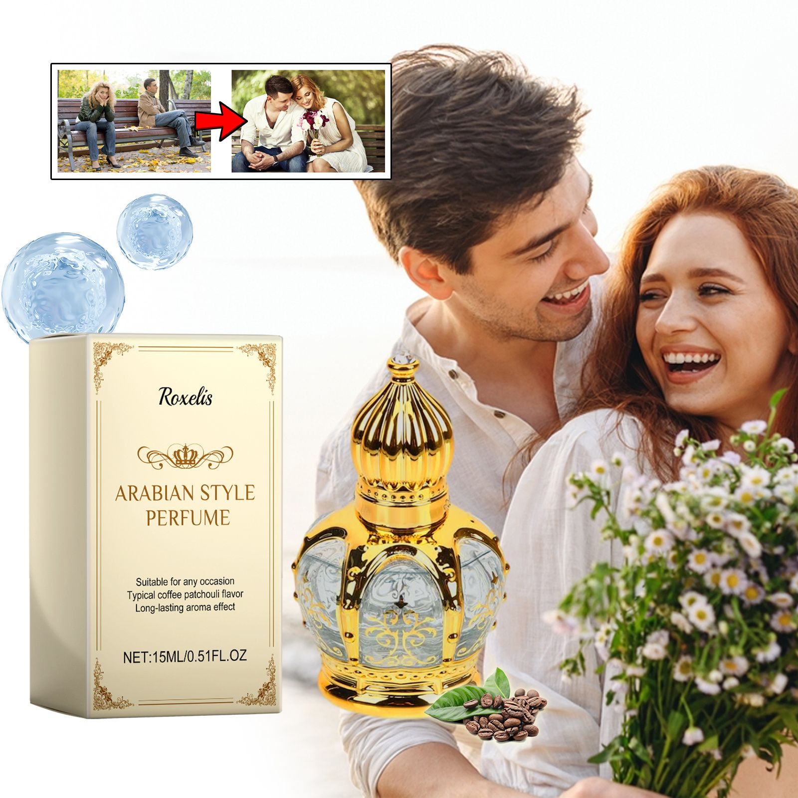 Roxelis Coffee Patchouli Fragrance Perfume Natural Fresh and Elegant Long-Lasting Aroma Charming Atmosphere for Dates - Image 2