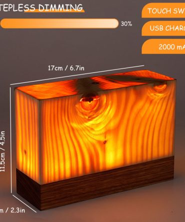 Wood Touch Ambient LED Table Lamp Rechargeable Portable Night Light Modern Cordless Table Lamps for Living Room Bedroom Bedside