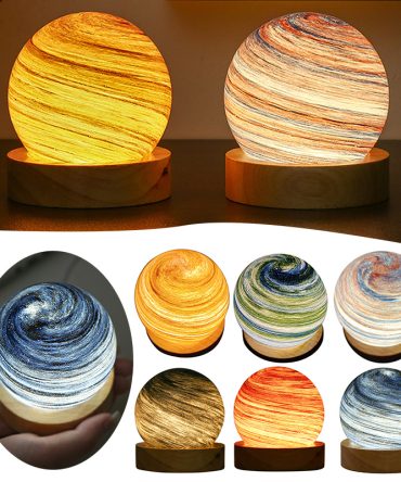 USB Fantasy Rainbow Planet Light Astronomical Ornaments Desktop Decorative Lights Art Crafts Wooden Case Gifts for Wedding Party