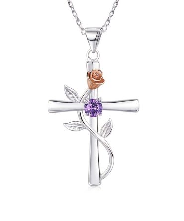 Crucifix Rose Necklace