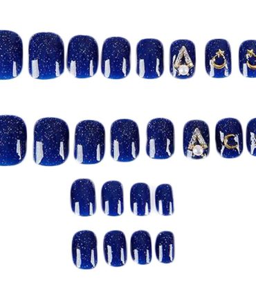 Royal Blue False Fingernails Artificial False Nails Tips Full Cover Wedding Bead Nail Art Decoration Fake Nails