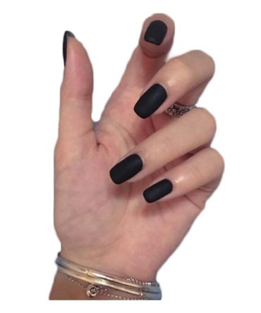 Long False Fingernails Matte Black Artificial False Nails Tips Full Cover Fake Nails Nail Art