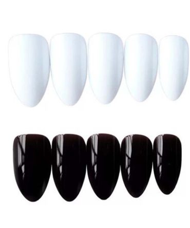 Vintage False Fingernails Artificial False Nails Tips Fake Art Nails; Black and White Fake Nails