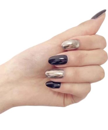 Cool False Fingernails Black Silver Metallic Color Artificial False Nails Tips Fake Nails Nail Art