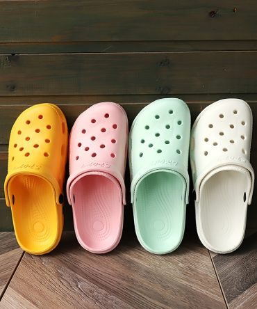 Women's Hollow Out Clogs; Solid Color Lightweight Closed Toe Breathable Slippers; Women's Round Toe Slides; crocs