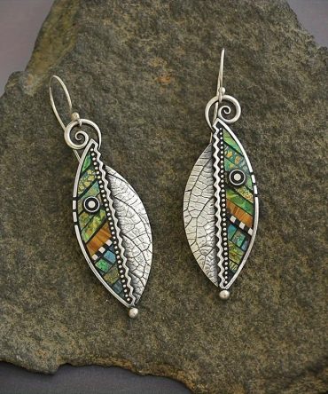 Vintage Leaf Drop Dangle Earrings Boho Style Ear Jewelry For Women 1Pair