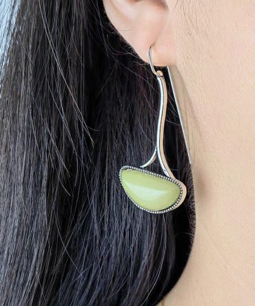 Vintage Green Long Grass Resin Earrings Boho Ear Jewelry Female Party Banquet Accessories