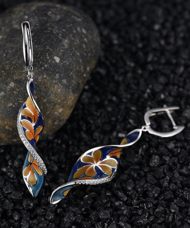 Boho Ear Buckles Drop Earrings Flower Shaped Colorful Zinc Alloy With Sparkly Zircon Pendant Dangly Earrings Vintage Jewelry Gift