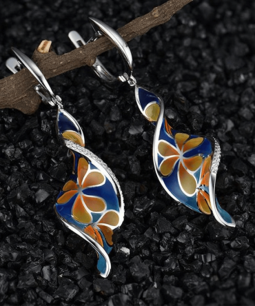 Boho Ear Buckles Drop Earrings Flower Shaped Colorful Zinc Alloy With Sparkly Zircon Pendant Dangly Earrings Vintage Jewelry Gift