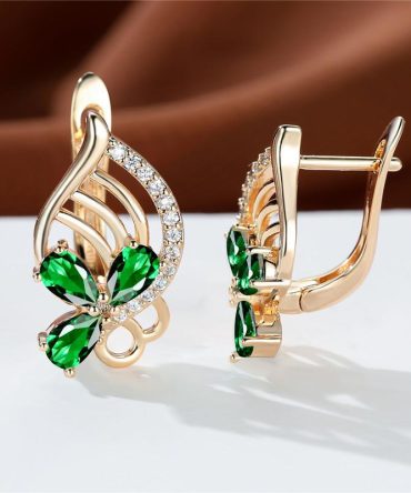 Fashion Golden Color Butterfly Hollow Earrings For Women Teardrop Cut Aqua Stone Drop Earrings Engagement Gifts Anniversary Jewelry