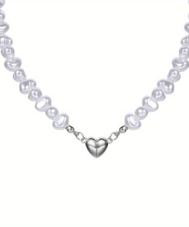 Add a touch of love to your outfit with our Exquisite Irregular Faux Pearl Love Pendant Necklace for Women
