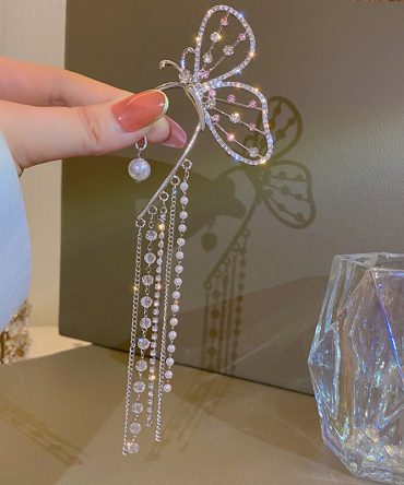 Fashion Design Bow Tassel Earrings Without Pierced Earrings Exaggerated Face-lift Earrings