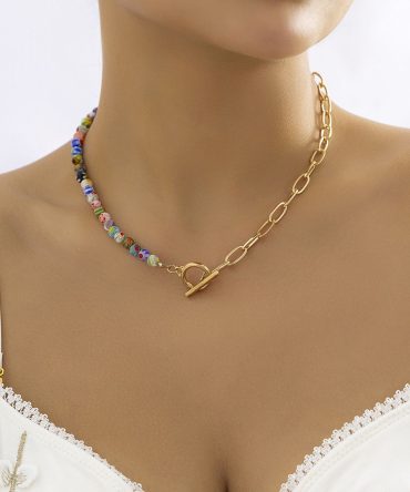 Ladies Pattern Fashion Beaded Hollow Beaded Chain Necklace