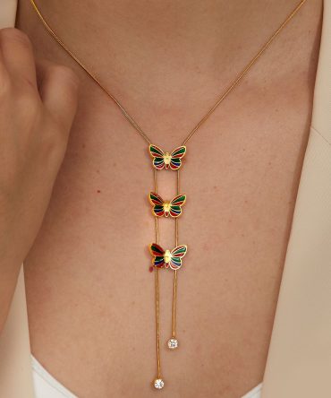 Fashion Colorful Enamel Butterfly Necklace Jewelry Women Fine Jewelry Exquisite Women's Accessories