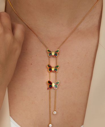 Fashion Colorful Enamel Butterfly Necklace Jewelry Women Fine Jewelry Exquisite Women's Accessories