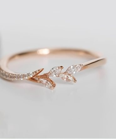 Women Glamorous Ring Eternity Wedding Band Leaf Zircon Jewelry Proposal Anniversary Gift Engagement Rings