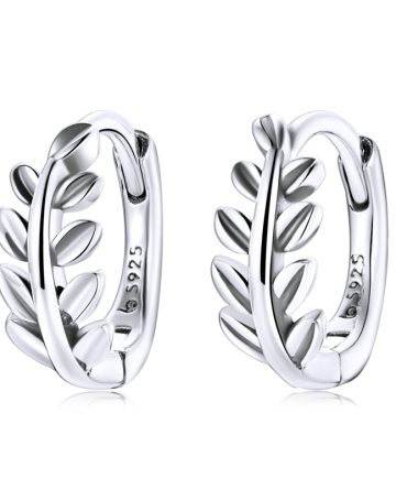 925 Sterling Silver Leaf Ear Buckles Earring Simple Classic Hoop Earrings for Women Statement Jewelry BSE500