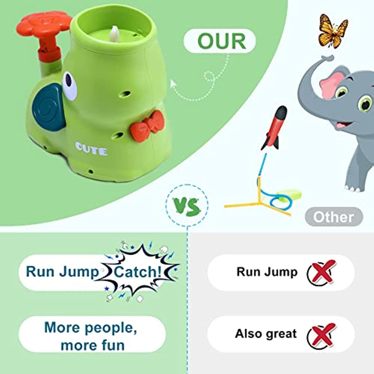 Outdoor Toys for Kids Ages 4-8: Elephant Butterfly Catching Game - Toddler Chasing Toy 3 4 5 6 7 Year Old Boys Girl Flying Spinner Toy Disc Rocket Launcher Kid Age 8-12 Gifts Fun Family Outside Games - Image 10