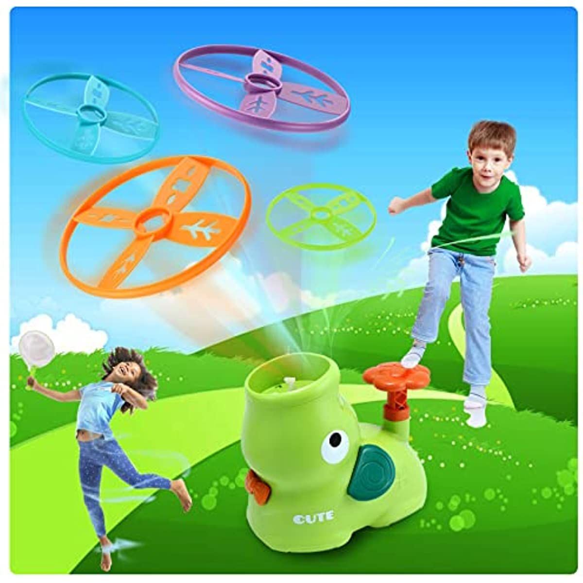 Outdoor Toys for Kids Ages 4-8: Elephant Butterfly Catching Game - Toddler Chasing Toy 3 4 5 6 7 Year Old Boys Girl Flying Spinner Toy Disc Rocket Launcher Kid Age 8-12 Gifts Fun Family Outside Games - Image 13