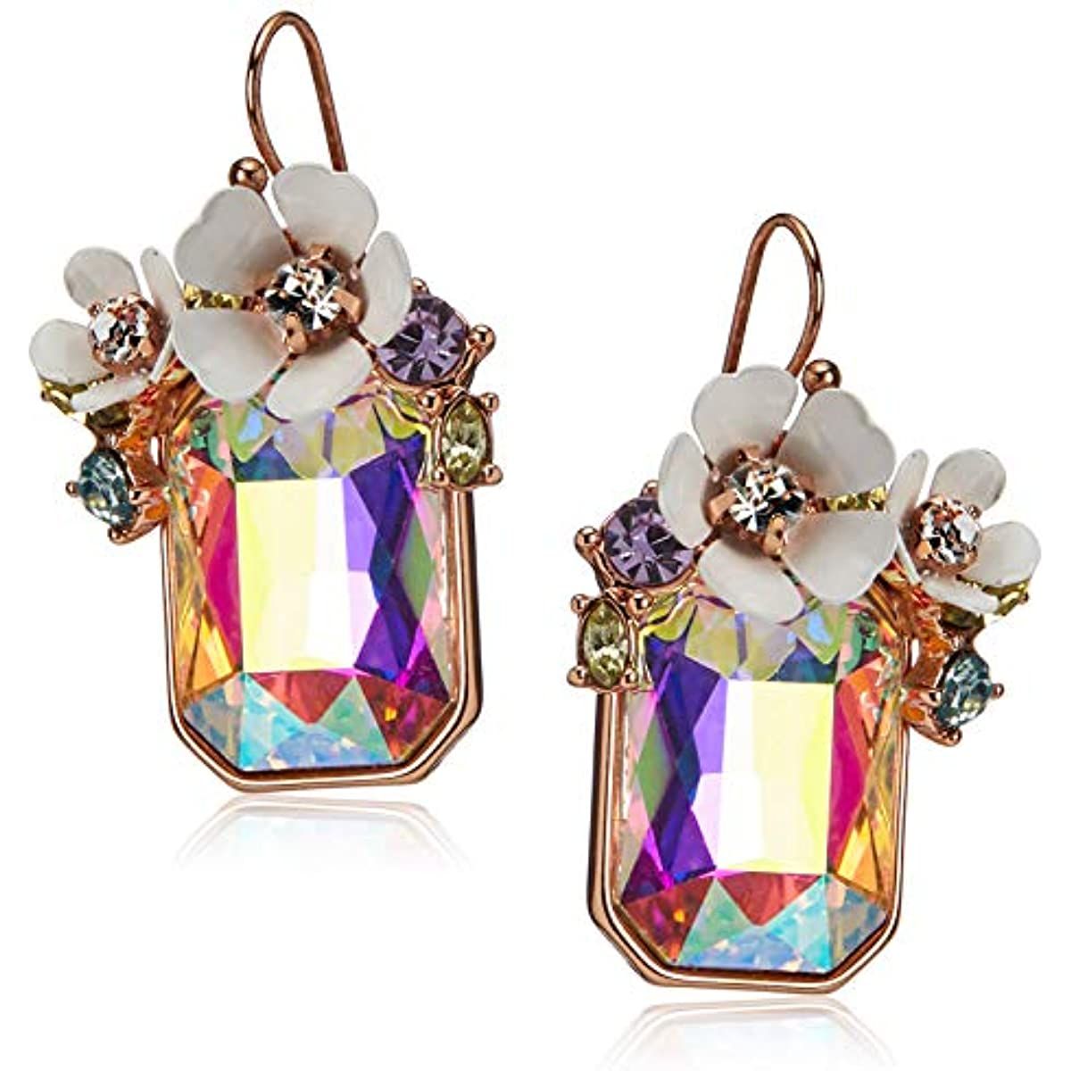 Flower Cluster Stone Drop Earrings - Image 4
