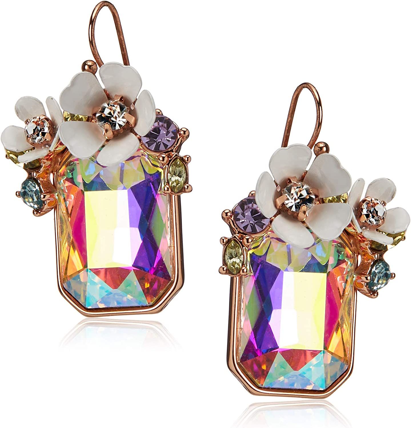 Flower Cluster Stone Drop Earrings - Image 5