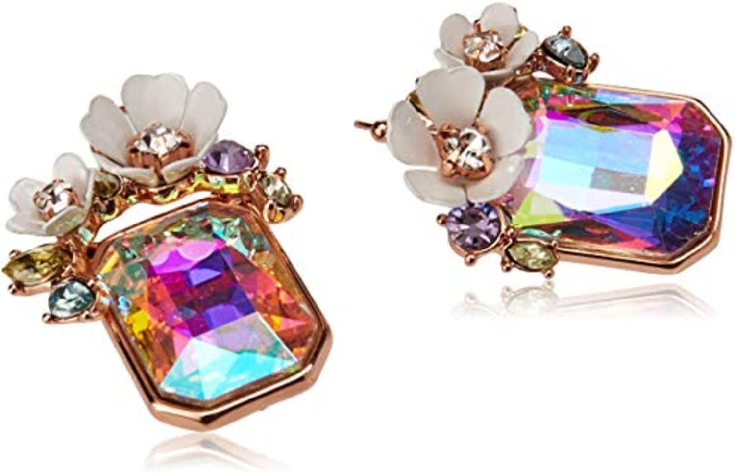 Flower Cluster Stone Drop Earrings - Image 3