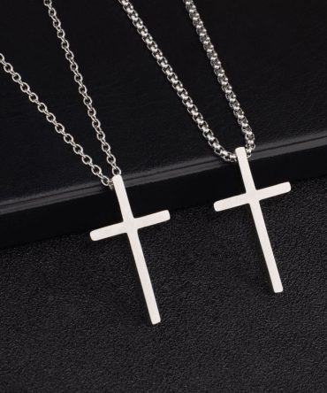 2023Classic Simple Punk Fashion Double Sided Cross Antique Silver Color Pendant Short Long Chain Necklaces Jewelry for Women Man