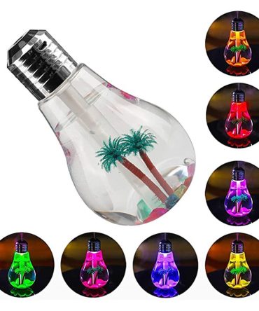 1pc 400ml Colorful Light Bulb Air Humidifier Essential Oil Diffuser Atomizer Freshener Mist Sprayer Car Home Silent Humidifier