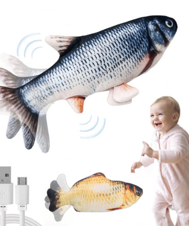 Electric Floppy Fish Toy; Moving Cat Kicker Fish Toy; 11" Realistic Flopping Fish Dog Toy