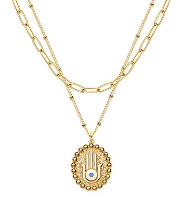 Layered Heart Necklace Pendant Handmade 18k Gold Plated Dainty Gold Choker Arrow Bar Layering Long Necklace for Women