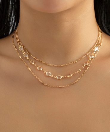 Complete Your Look with 3 Pieces of Simple and Elegant Crystal Overlay Necklaces for Any Occasion