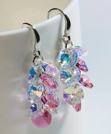 Sparkling Crystal Drop Earrings Boho Style Wedding Bridal Hook Drop Earrings