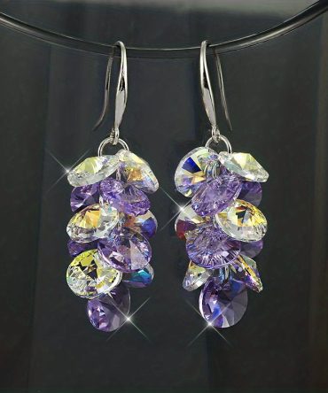 Sparkling Crystal Drop Earrings Boho Style Wedding Bridal Hook Drop Earrings