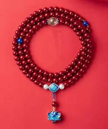 Women's Vermilion Hand String Purple Gold Sand Jewelry Buddhist Beads Bracelet