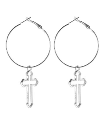 Punk Rock Dark Girl Cutout Cross Earrings