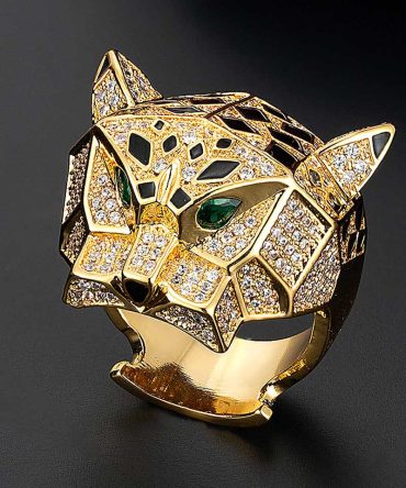 Gold And Rhodium Plating Leopard Man