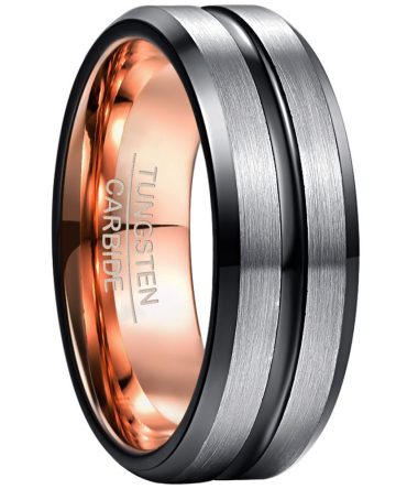Men's Rose Gold Plated Inner Ring Frosted Tungsten Steel Ring