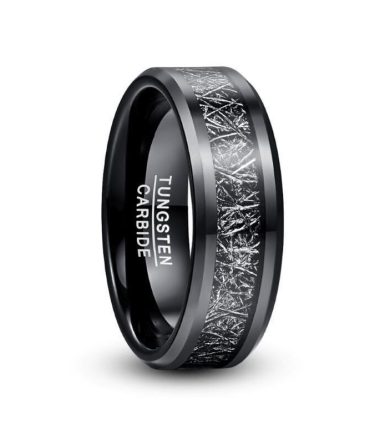 Men's Electroplated Black Meteorite Tungsten Steel Ring