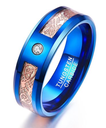 Vacuum Plating Blue Diamond Titanium Steel Luminous Ring