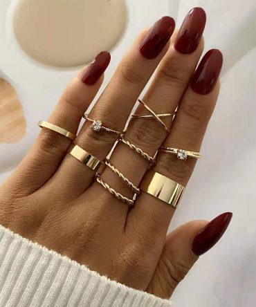 Set Woven Joint Ring Twisted 9Pieces